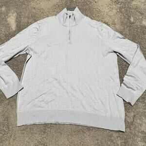 Banana Republic Sweater Mens XL Cotton Cashmere 1/4 Zip Pullover Light Blue